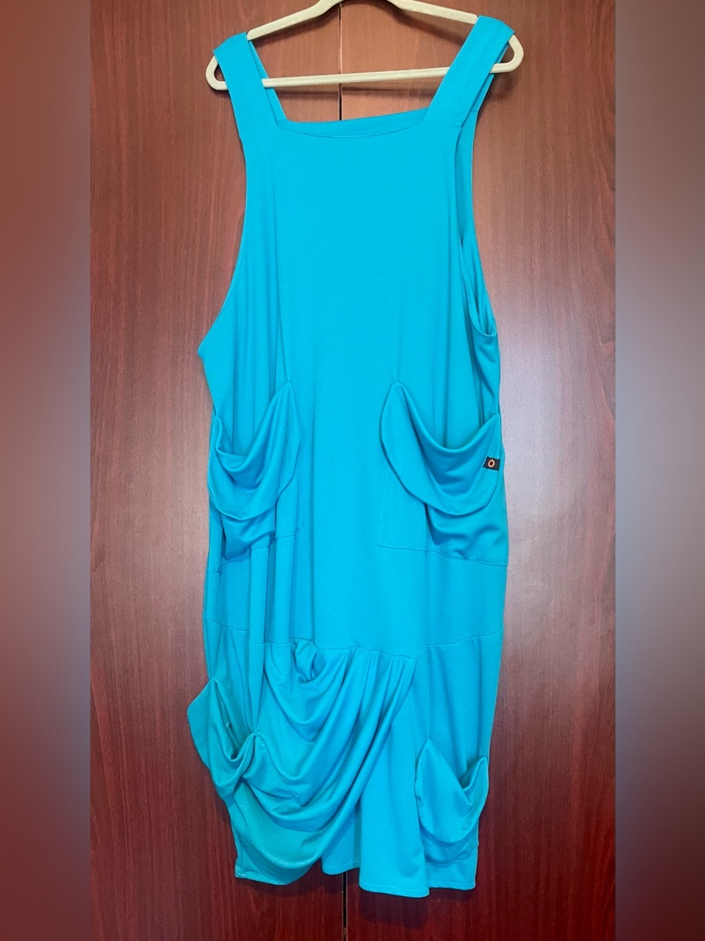 ALYANS Women’s Turquoise Sleeveless Draped Pocket Tunic Dress size 1, XL
